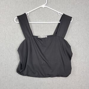 Cloth By Design Black Sleeveless Crop Wide Strap Stretch Tank Women's XL Stretch